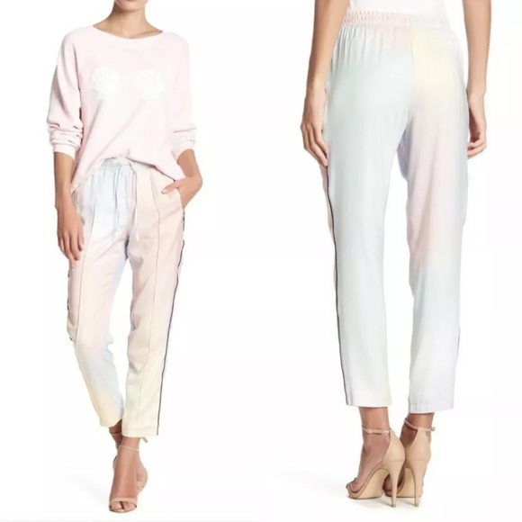 XS Wildfox rainbow pants satin joggers allegra - Picture 1 of 7